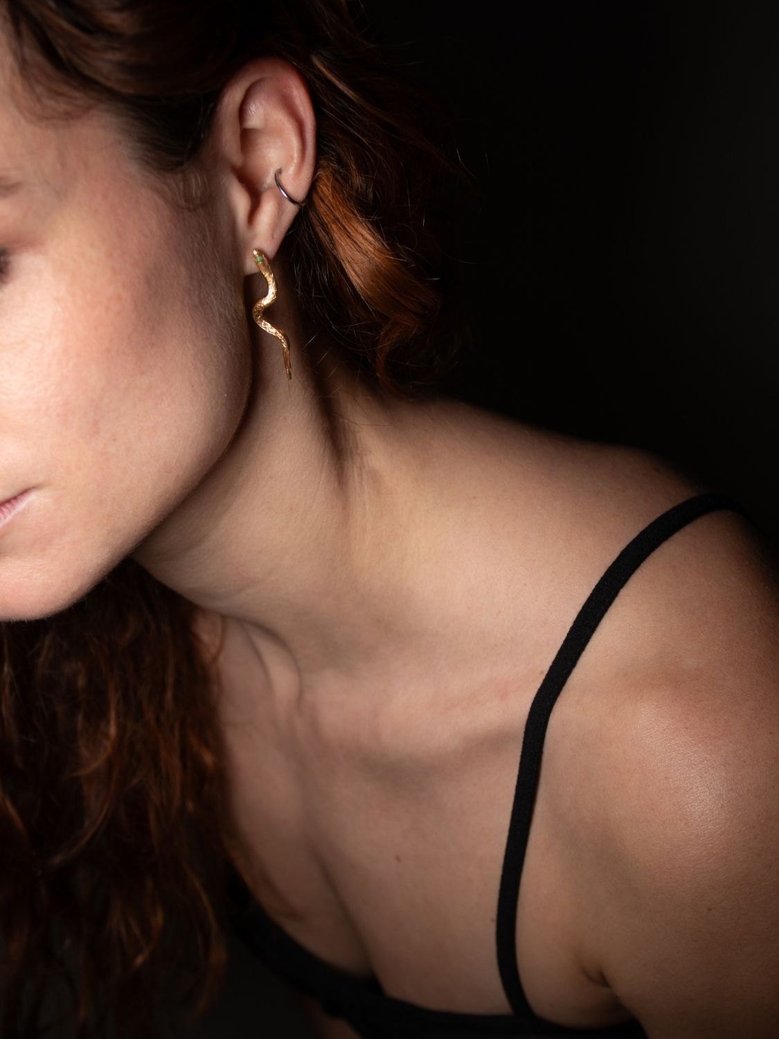 Temptation Snake Emerald Earrings sculptural Jewelry | The Bow Jewelry