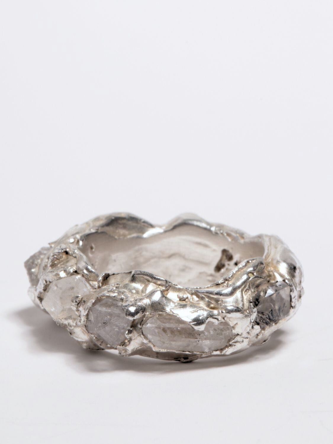 Destiny Herkimer Quartz Silver Ring sculptural Jewelry | The Bow Jewelry