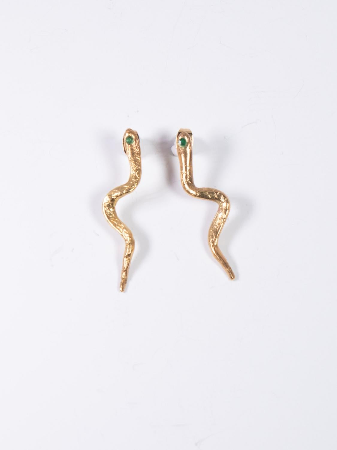Temptation Snake Emerald Earrings sculptural Jewelry | The Bow Jewelry