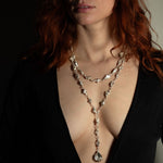 Celestial Herkimer Quartz Lariat Necklace sculptural Jewelry | The Bow Jewelry