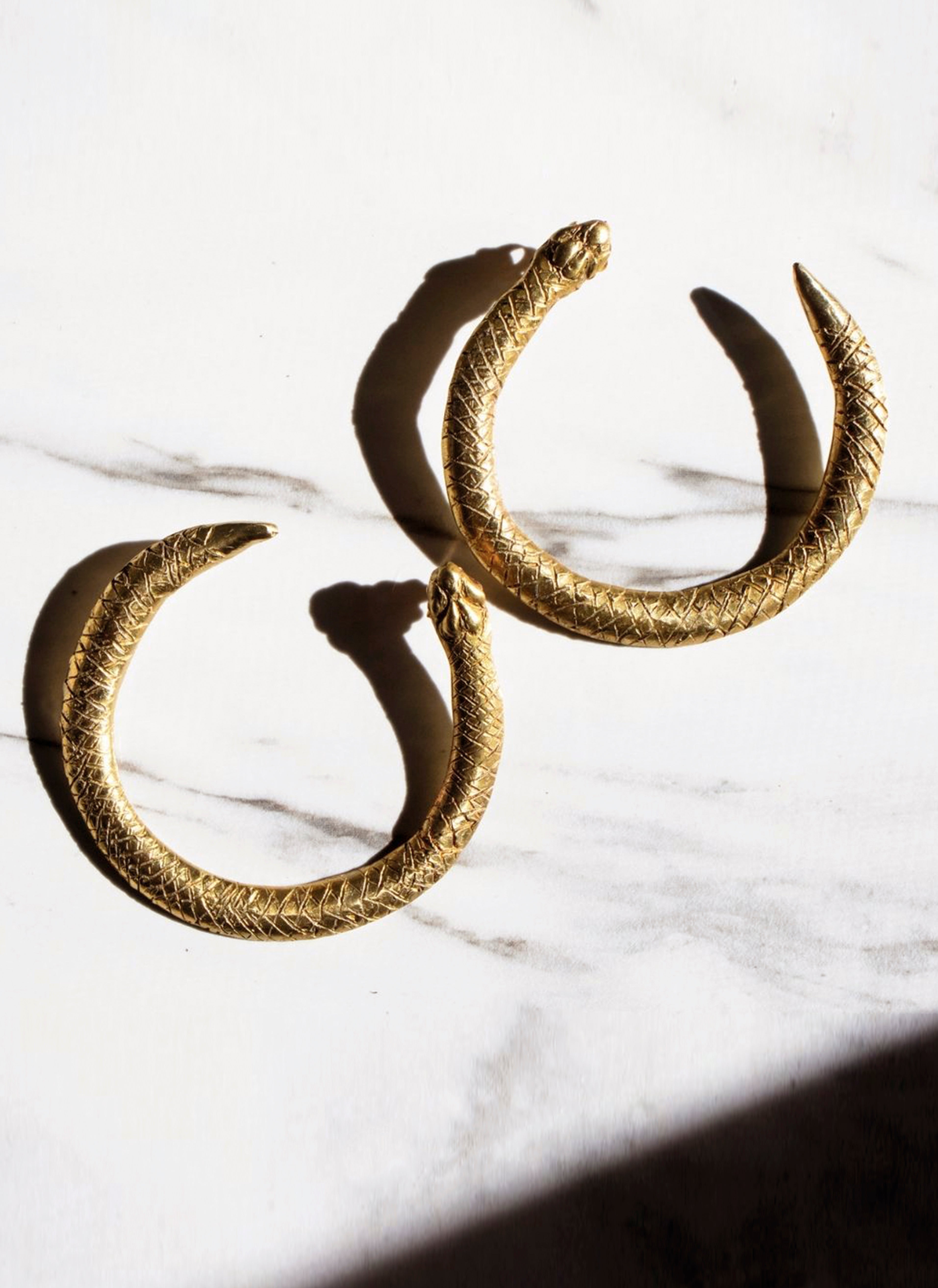 Ouroboros Serpent Earrings sculptural Jewelry | The Bow Jewelry