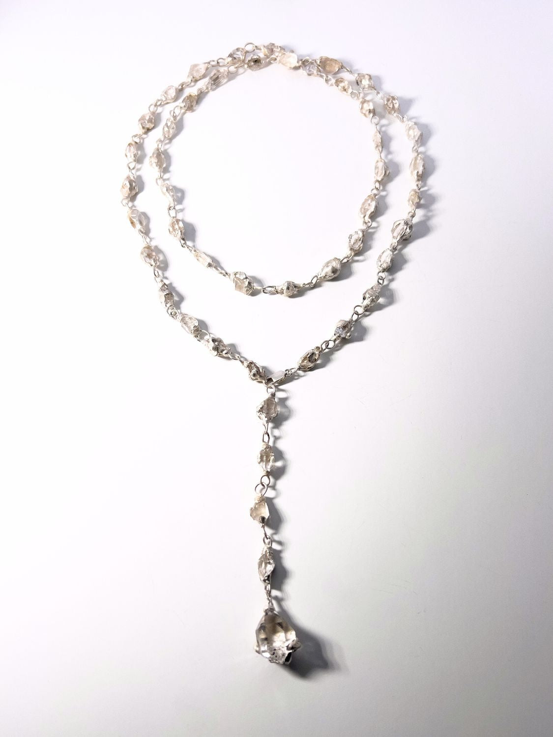 Celestial Herkimer Quartz Lariat Necklace sculptural Jewelry | The Bow Jewelry