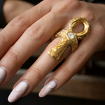 Ankh Moonstone Talisman Ring sculptural Rings | The Bow Jewelry