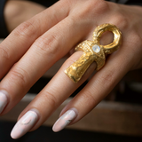 Ankh Moonstone Talisman Ring sculptural Rings | The Bow Jewelry