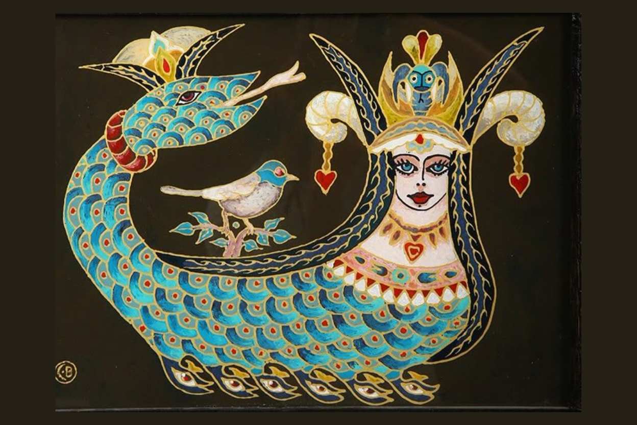 Shahmaran serpent queen illustration from Anatolian folklore, featuring the legendary half-woman half-serpent figure symbolizing wisdom and transformation