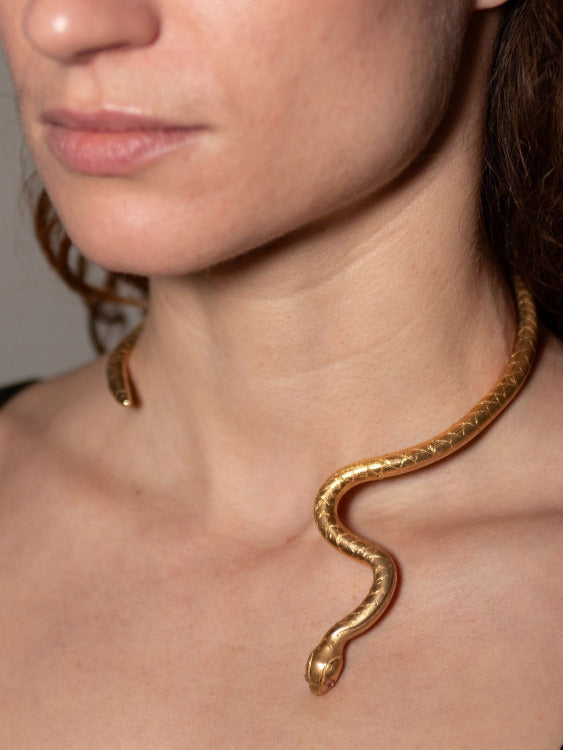 Venom Ruby Neck Cuff sculptural Jewelry | The Bow Jewelry