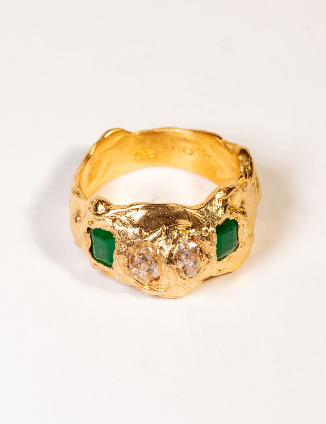 Perseus Emerald Herkimer Quartz Ring sculptural Jewelry | The Bow Jewelry
