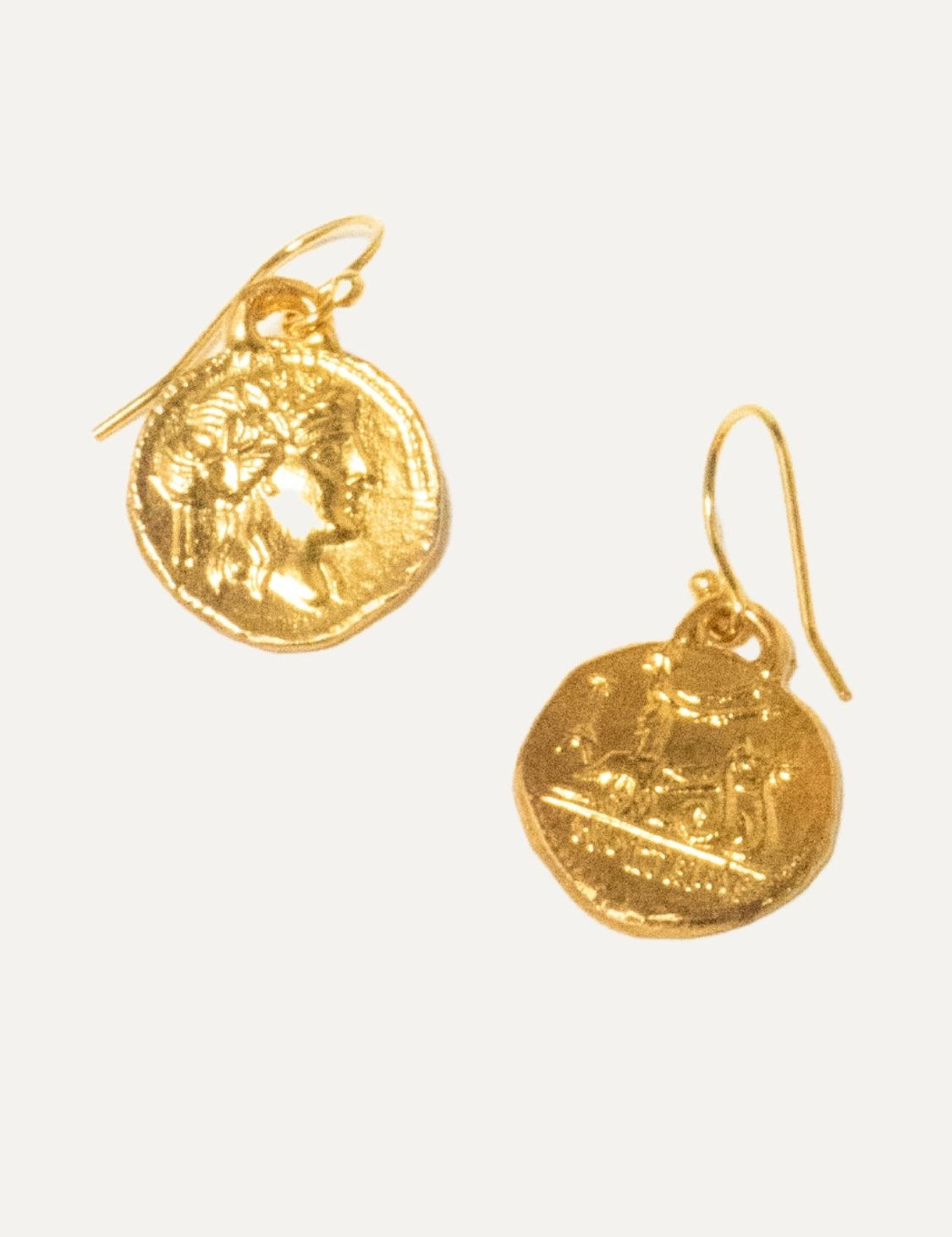 Goddess of Power Coin Earrings 18kt gold plated | The Bow Jewelry