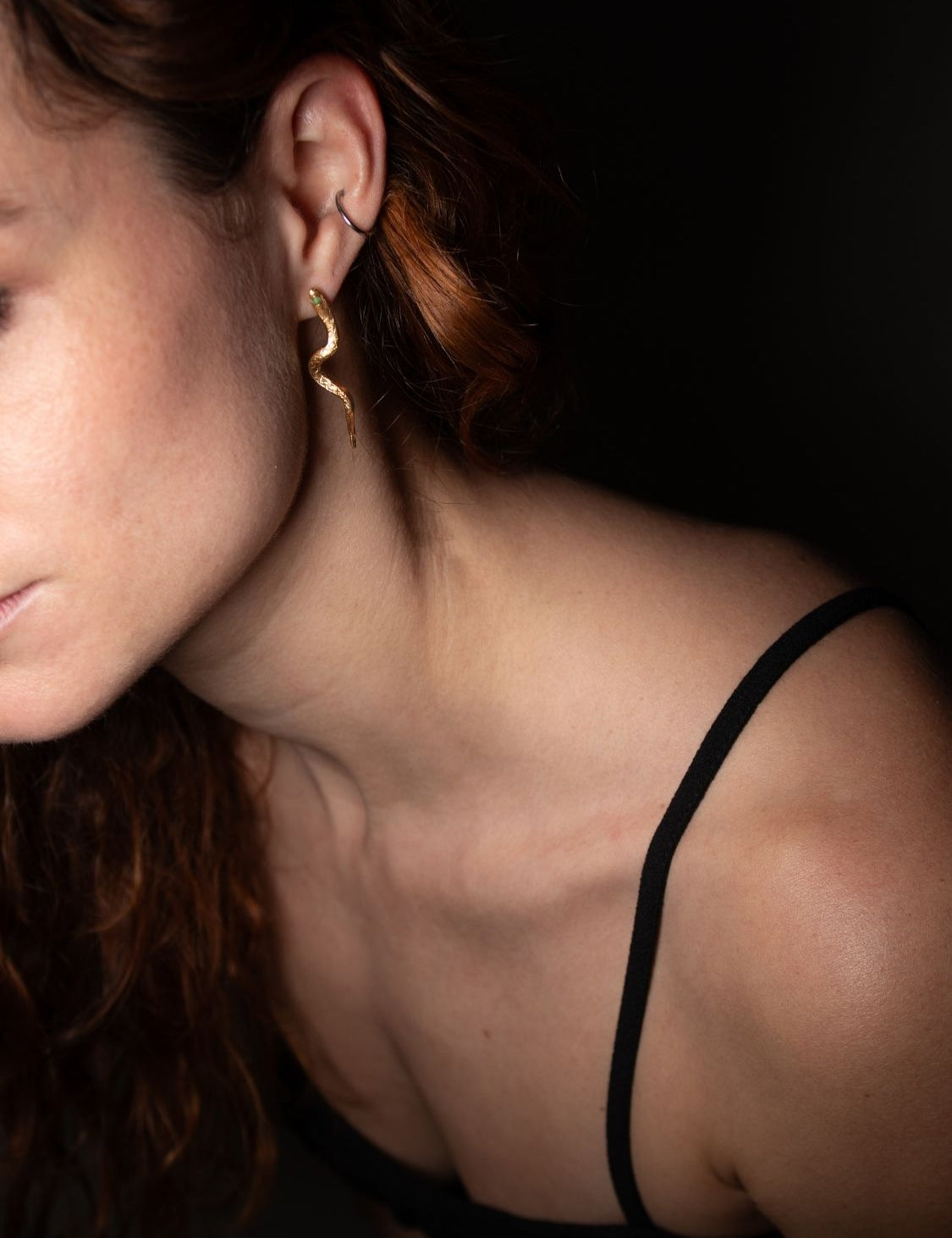 Temptation Snake Emerald Earrings sculptural Jewelry | The Bow Jewelry