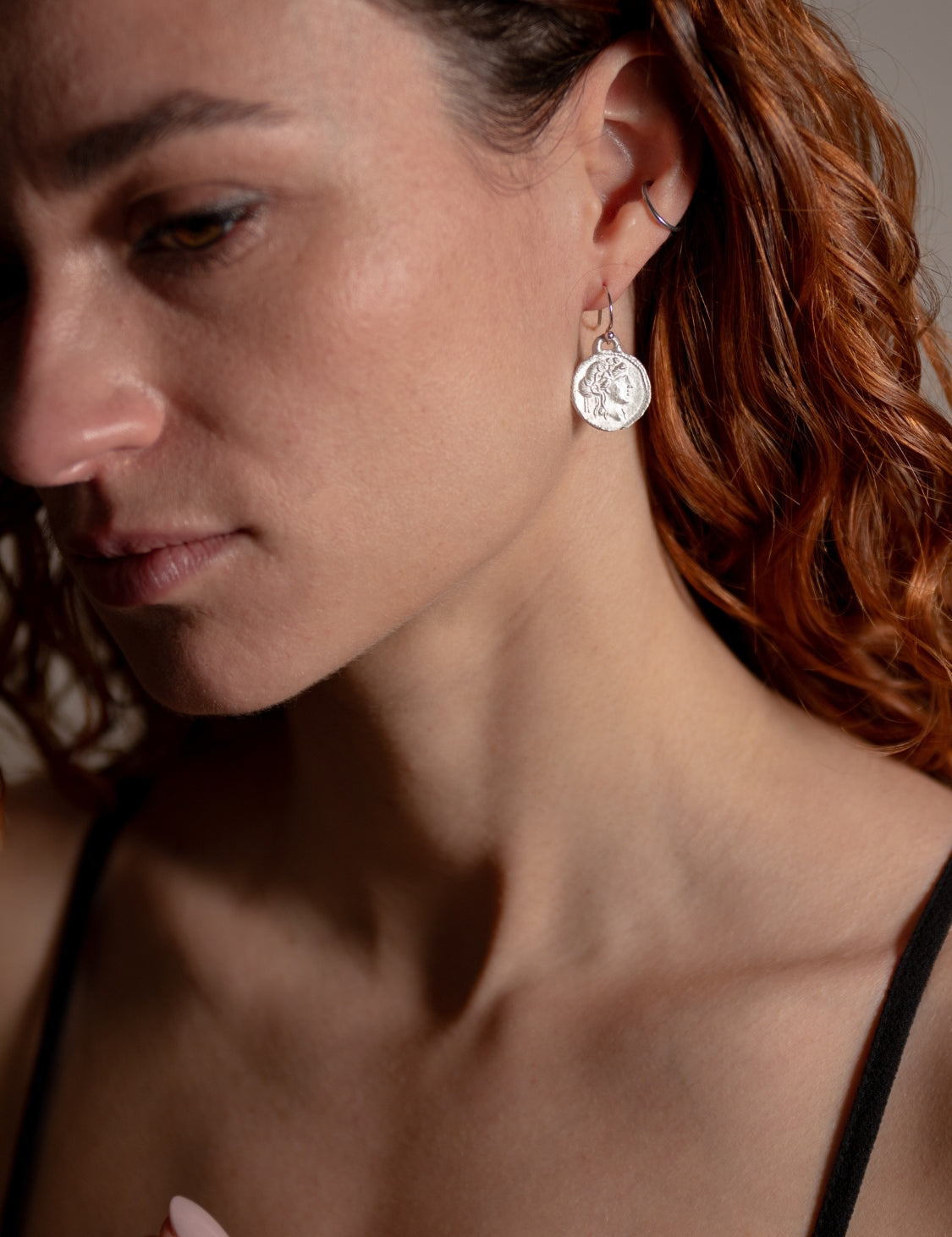 Goddess of Power Coin Earrings  in Silver| The Bow Jewelry