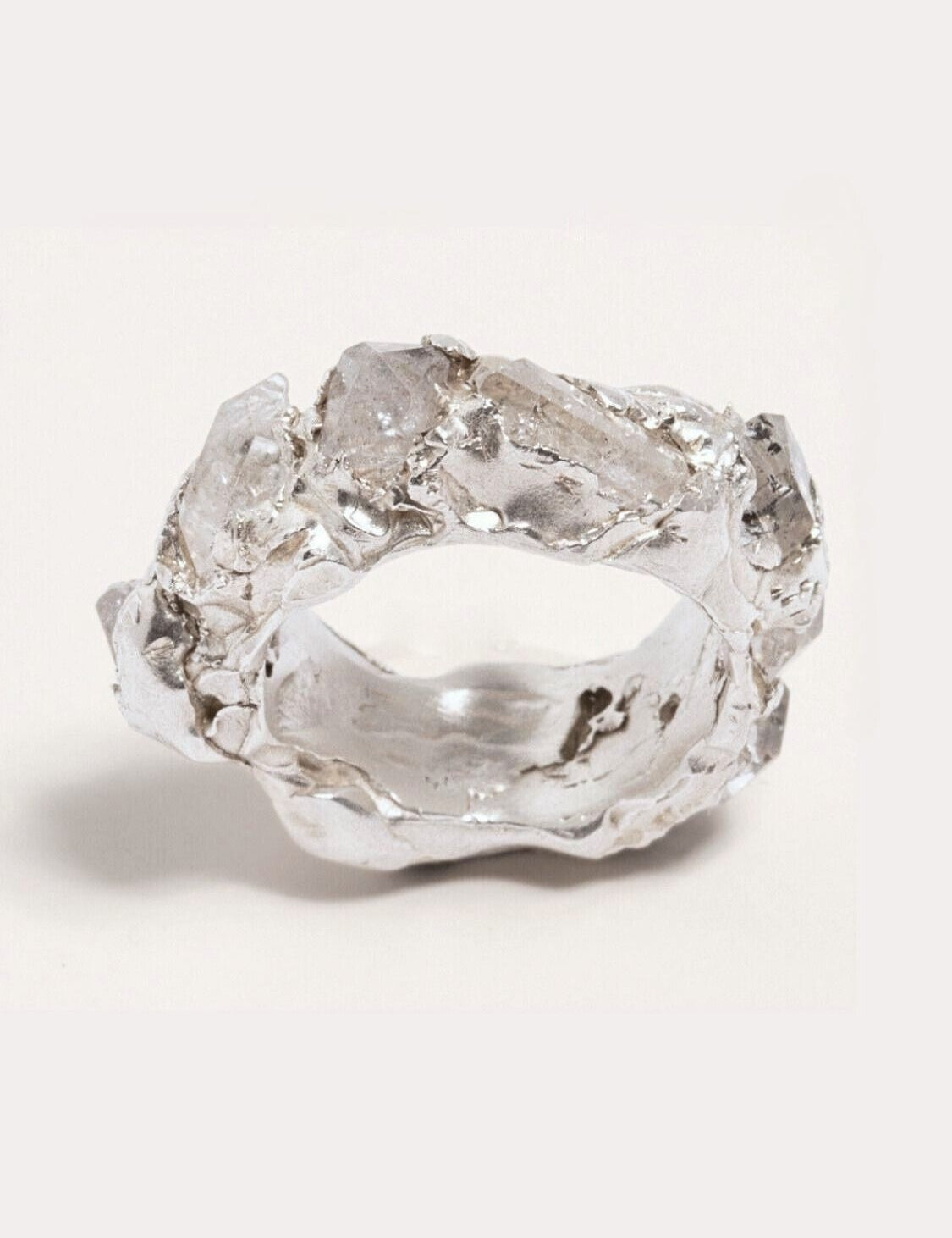 Herkimer Quartz encrusted silver statement eternity band | The Bow Jewelry