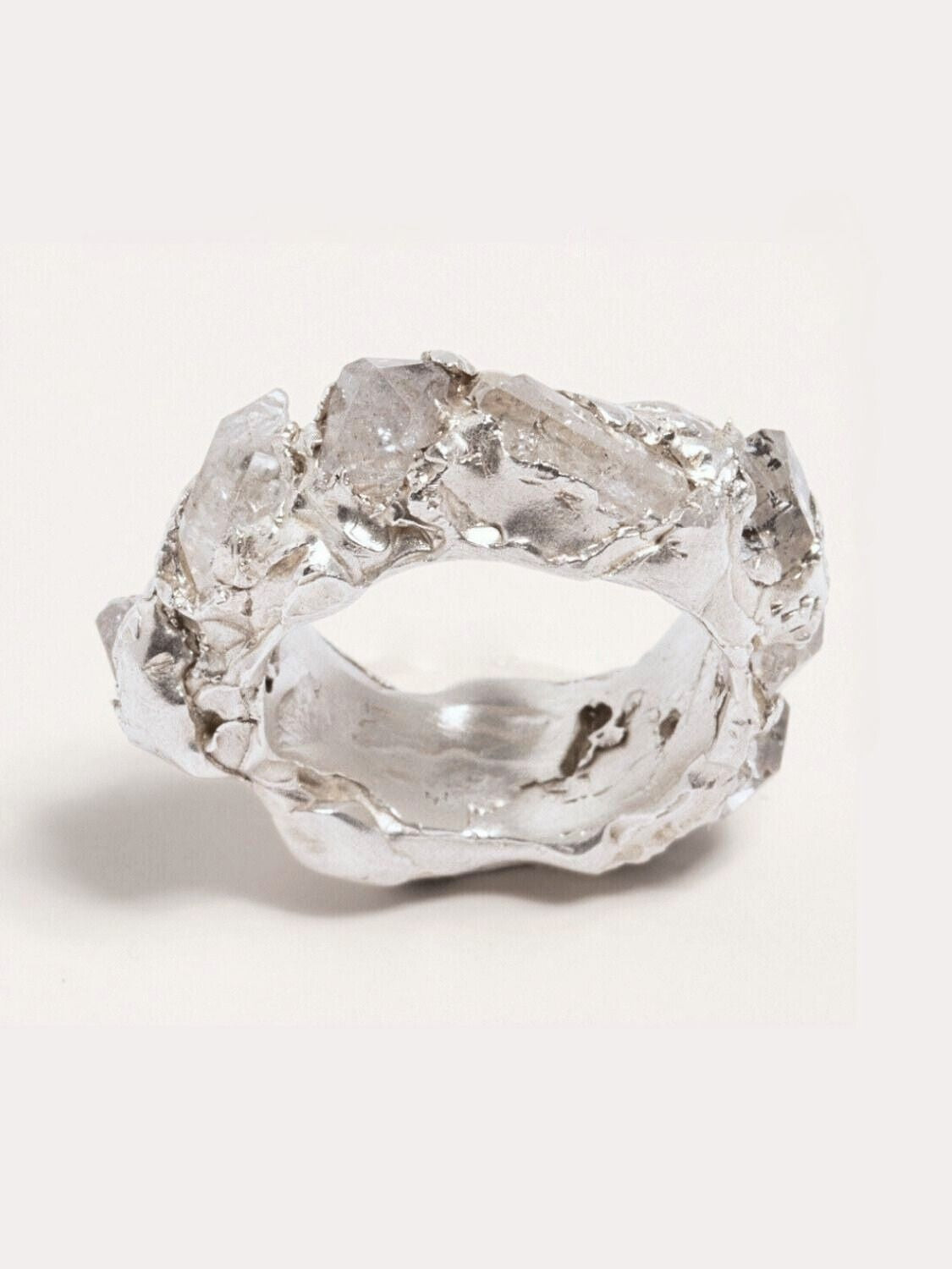 Herkimer Quartz encrusted silver statement eternity band | The Bow Jewelry