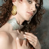 Sun and Moon Earrings on Model