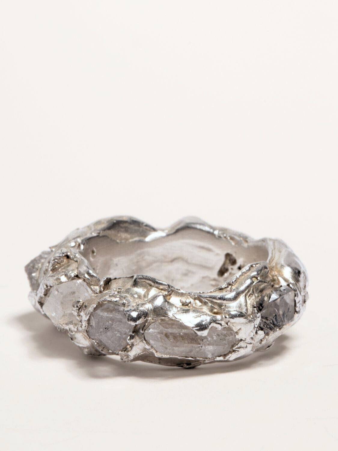 Herkimer Quartz encrusted silver statement eternity band | The Bow Jewelry