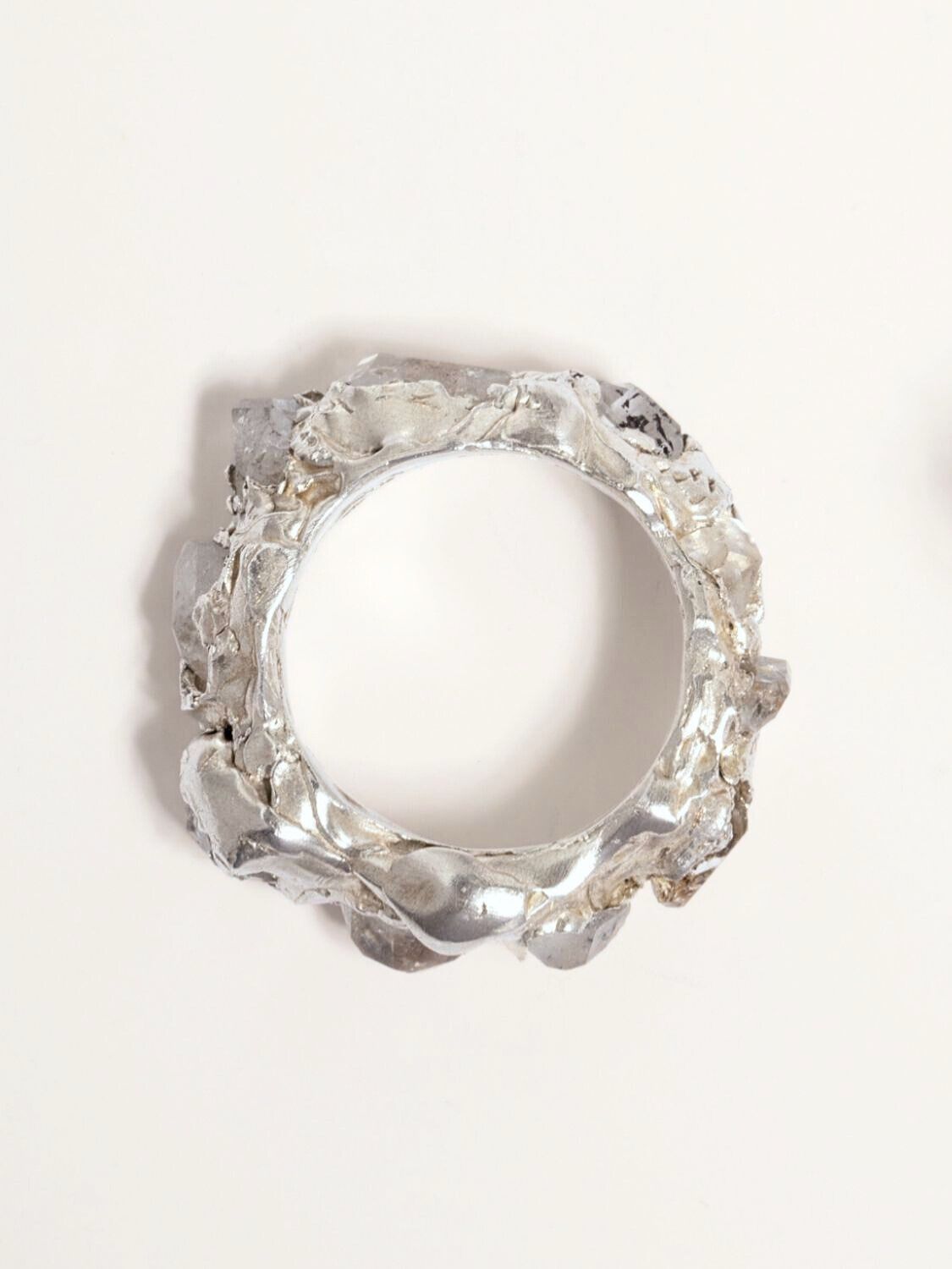 Herkimer Quartz encrusted silver statement eternity band | The Bow Jewelry