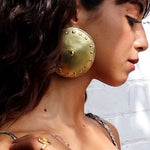Shield Shape Amazonian Inspired Earrings on Model | The Bow Jewelry