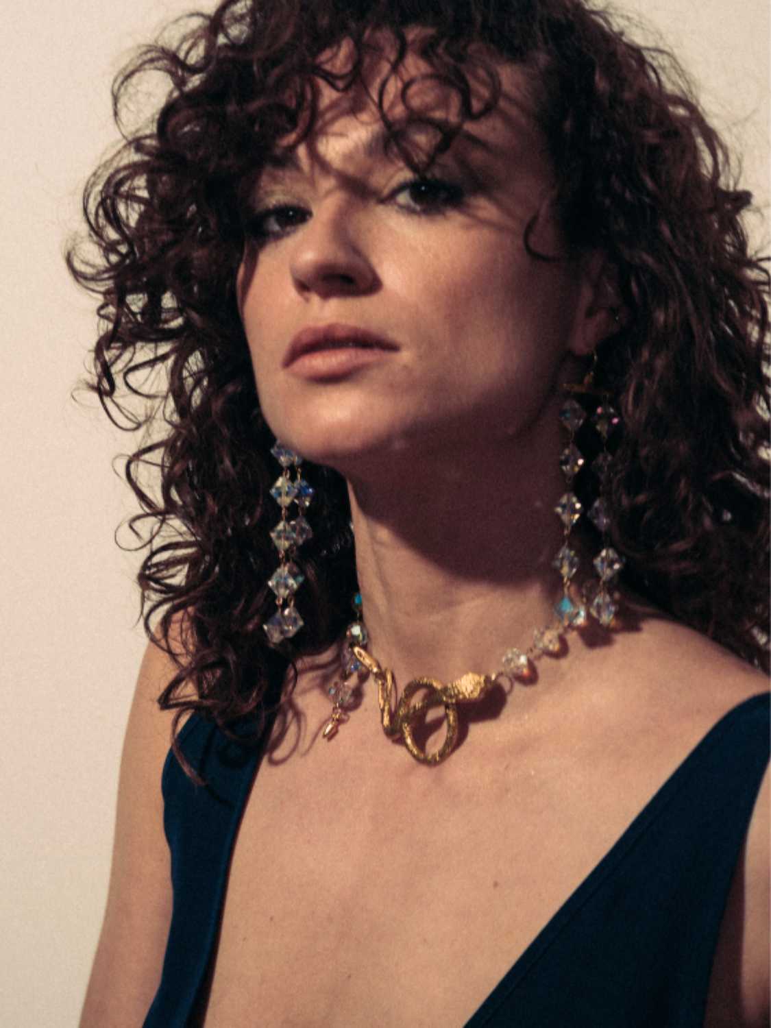 Illusion Vintage Crystal & Serpent Choker Necklace and Mistress Vintage Crystal Earrings | The Bow Jewelry