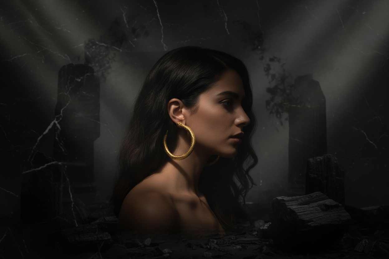 Model wearing Ouroboros Earrings | The Bow Jewelry