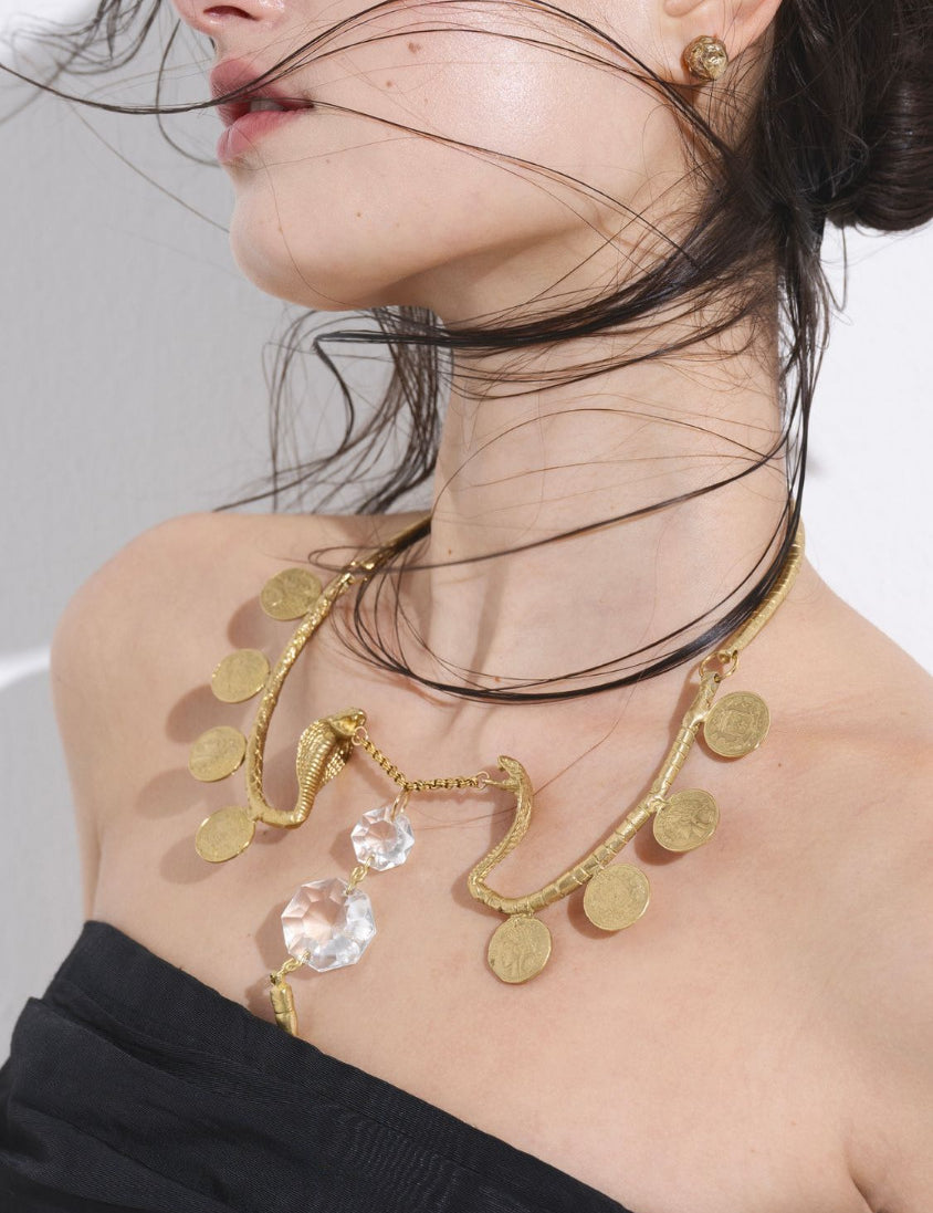 A close-up of Mata Hari Snake Necklace | The Bow Jewelry