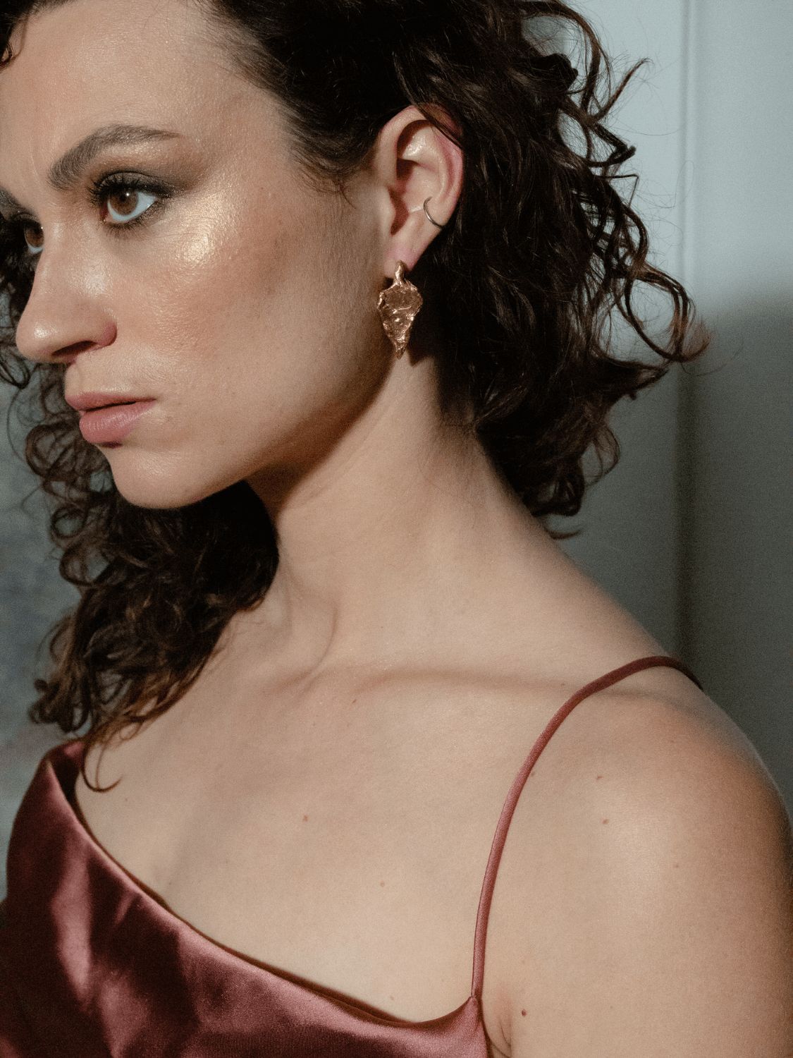 Scythian Arrow Earrings sculptural Jewelry on model | The Bow Jewelry