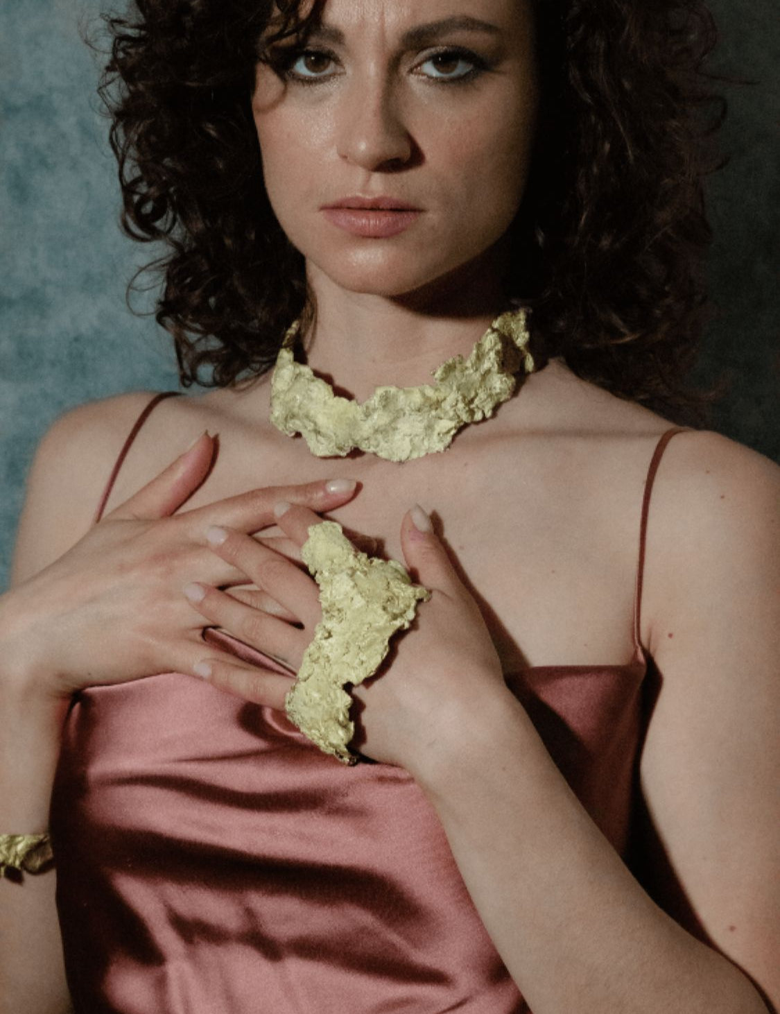 Weighted Necklace sculptural Jewelry on model | The Bow Jewelry