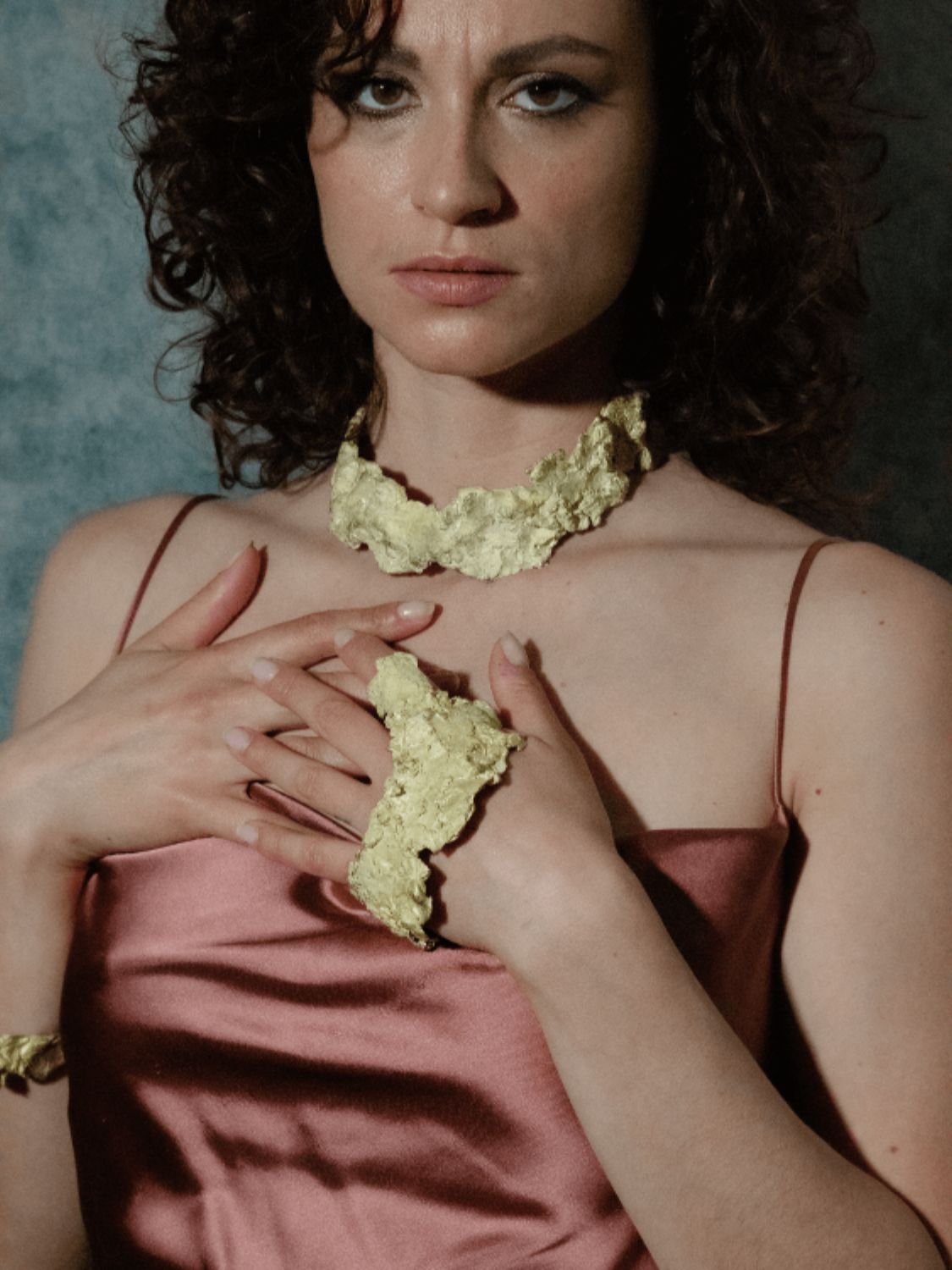 Weighted Necklace sculptural Jewelry on model | The Bow Jewelry