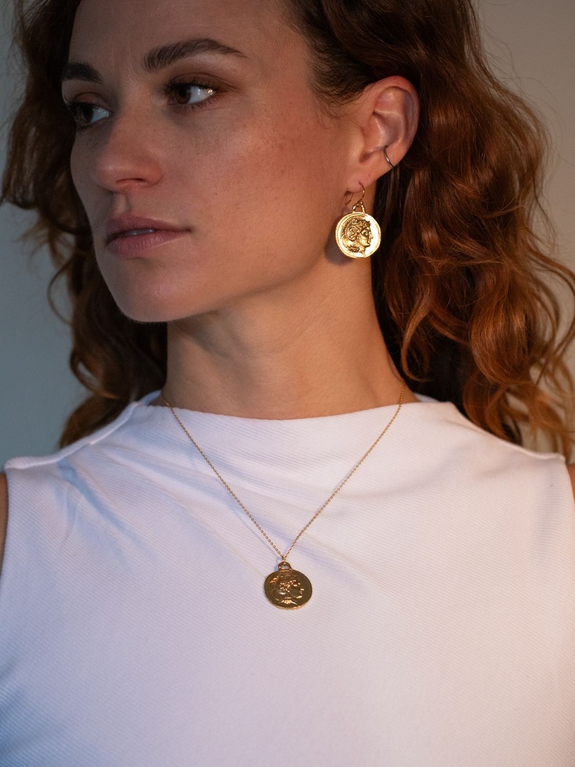 Athena Warrior Coin Earrings sculptural Jewelry | The Bow Jewelry