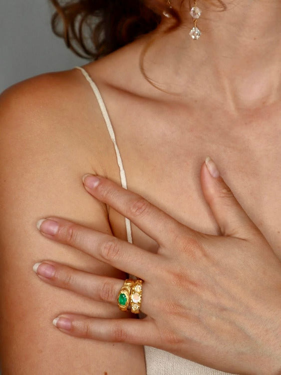 Cleopatra Emerald Ring sculptural Jewelry | The Bow Jewelry