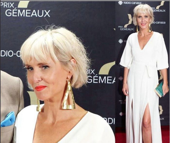 Penelope McQuade wearing Antiope Earrings | The Bow Jewelry