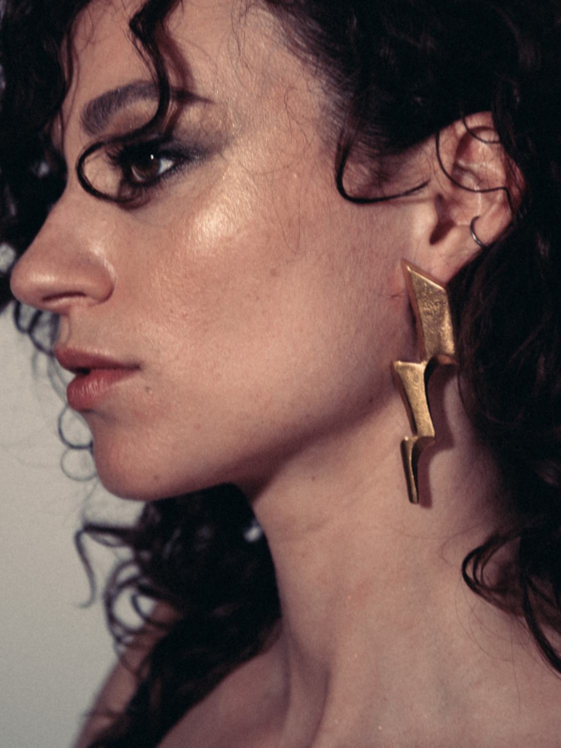 Daughter of Zeus Lightning Earrings sculptural symbolic Jewelry | The Bow Jewelry