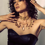 Model wearing 1917 Statement Choker and Mata Hari Serpent Necklace sculptural Jewelry | The Bow Jewelry