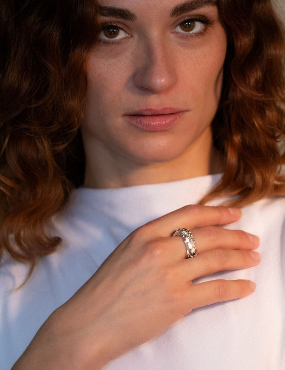 Destiny Herkimer Quartz Ring sculptural Jewelry | The Bow Jewelry