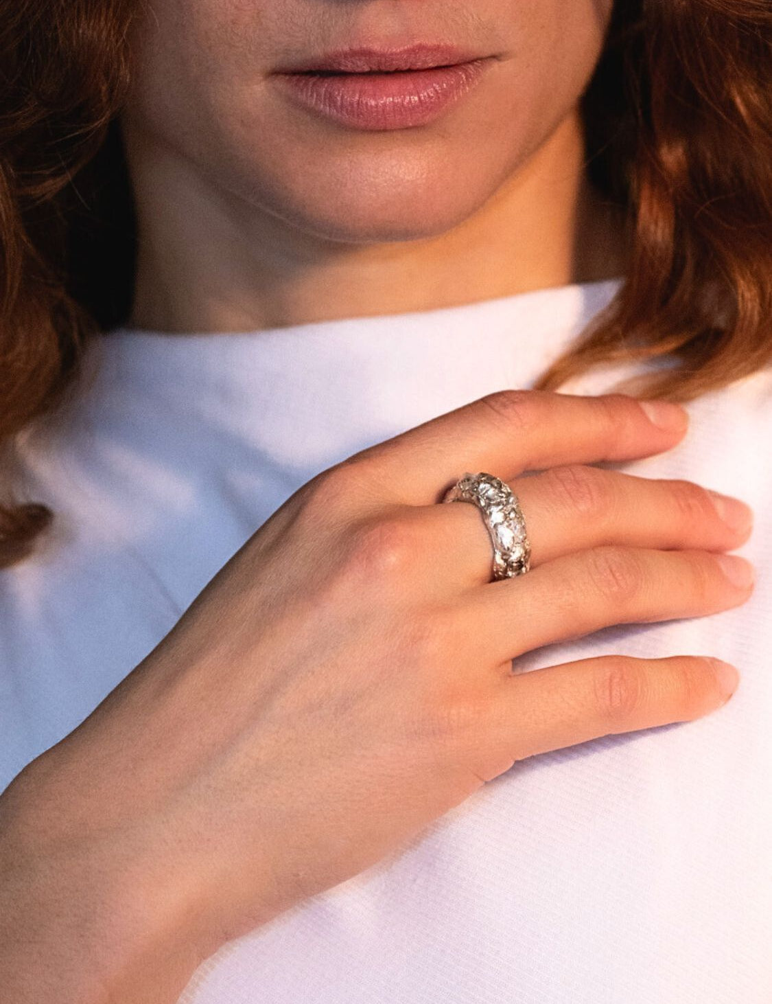 Destiny Herkimer Quartz Ring sculptural Jewelry | The Bow Jewelry