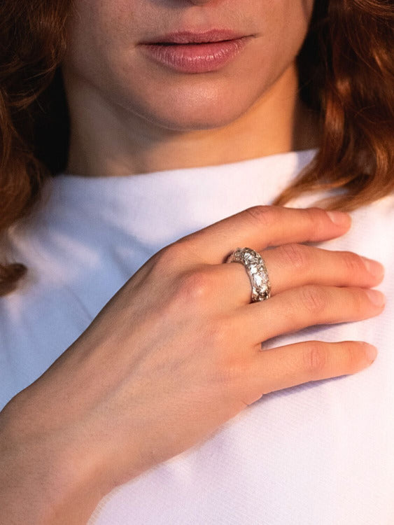 Destiny Herkimer Quartz Ring sculptural Jewelry | The Bow Jewelry