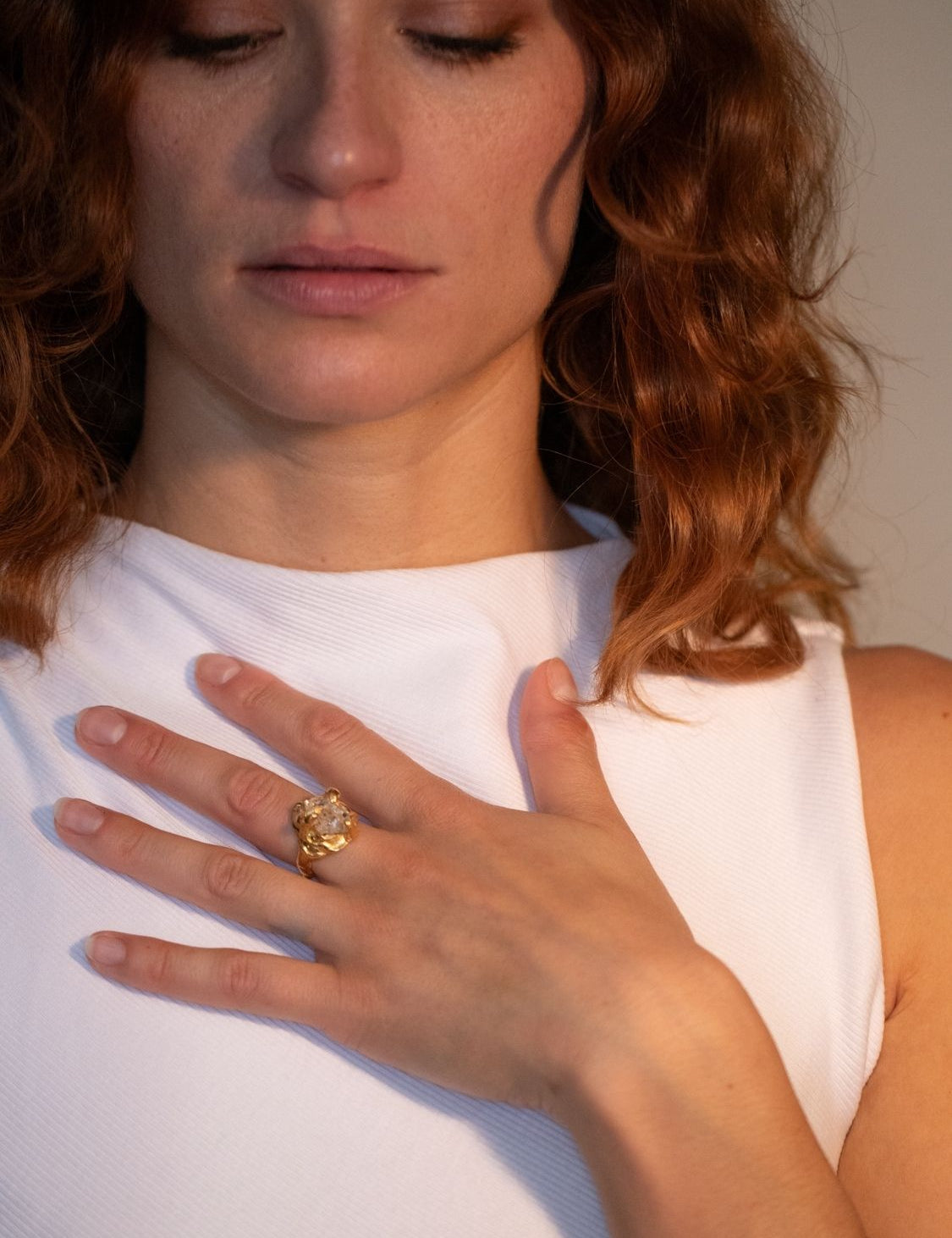 Sirius Herkimer Quartz Ring sculptural Jewelry | The Bow Jewelry