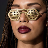 Model wearing pursuit sunglasses | The Bow Jewelry