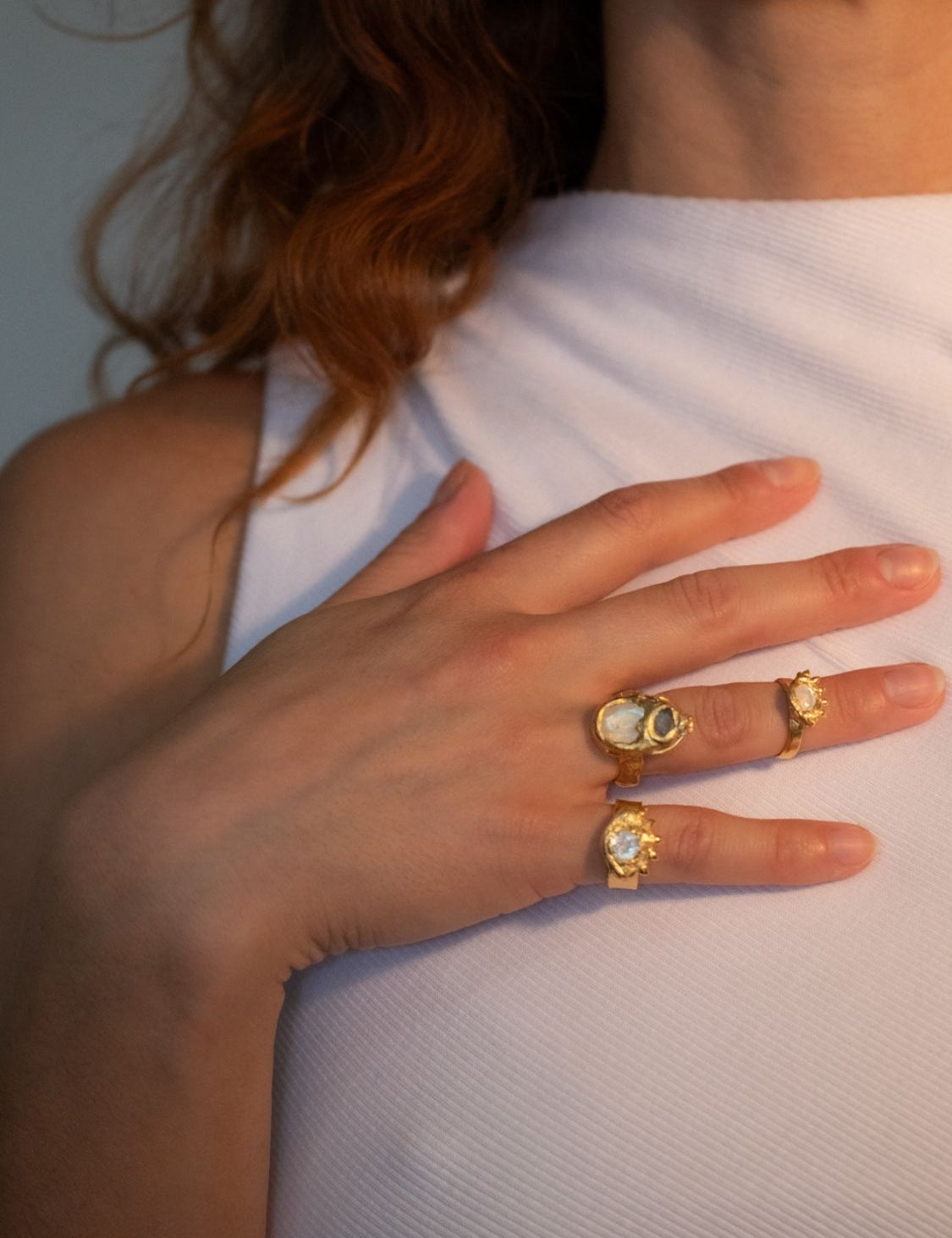 Eye Of The Goddess Moonstone Ring sculptural Jewelry | The Bow Jewelry