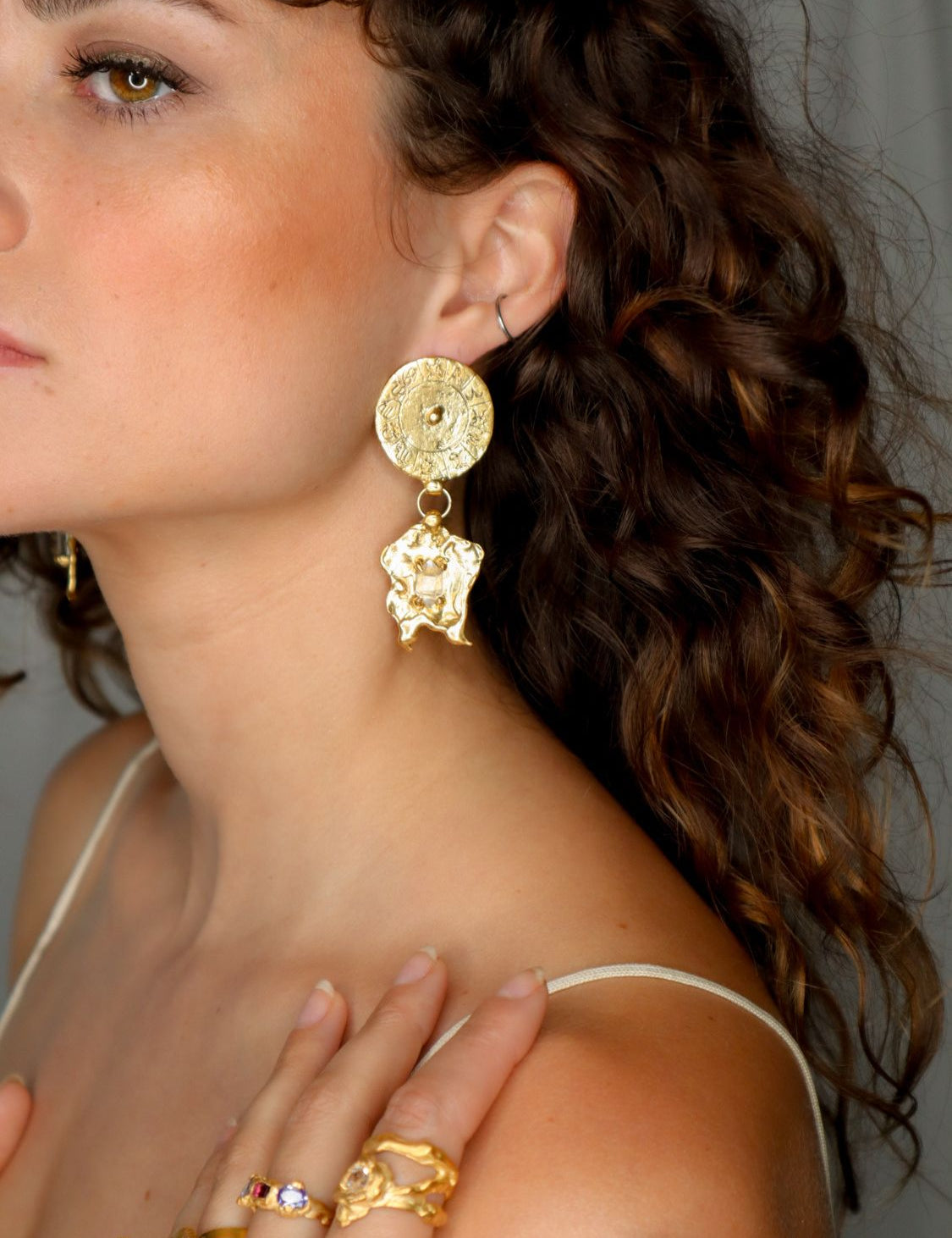 Ascendant Zodiac Quartz Earrings sculptural Jewelry | The Bow Jewelry