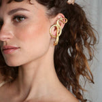 Model wearing Illusion Serpent Earcuff Earrings sculptural Jewelry | The Bow Jewelry