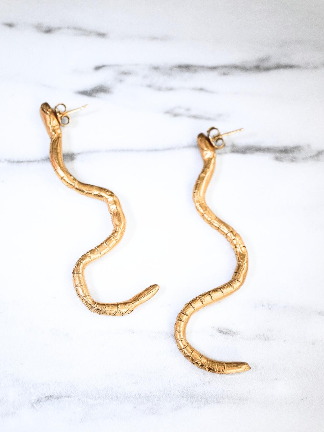 Venom Serpent Earrings sculptural Jewelry | The Bow Jewelry
