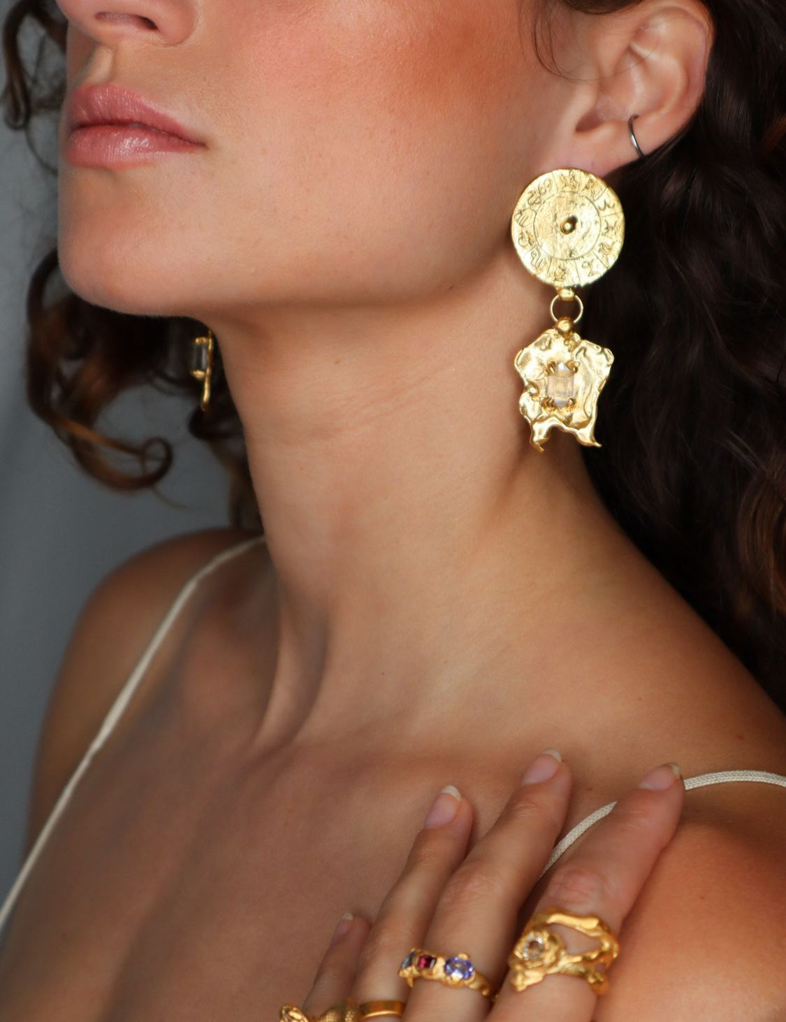 Ascendant Zodiac Quartz Earrings sculptural Jewelry | The Bow Jewelry