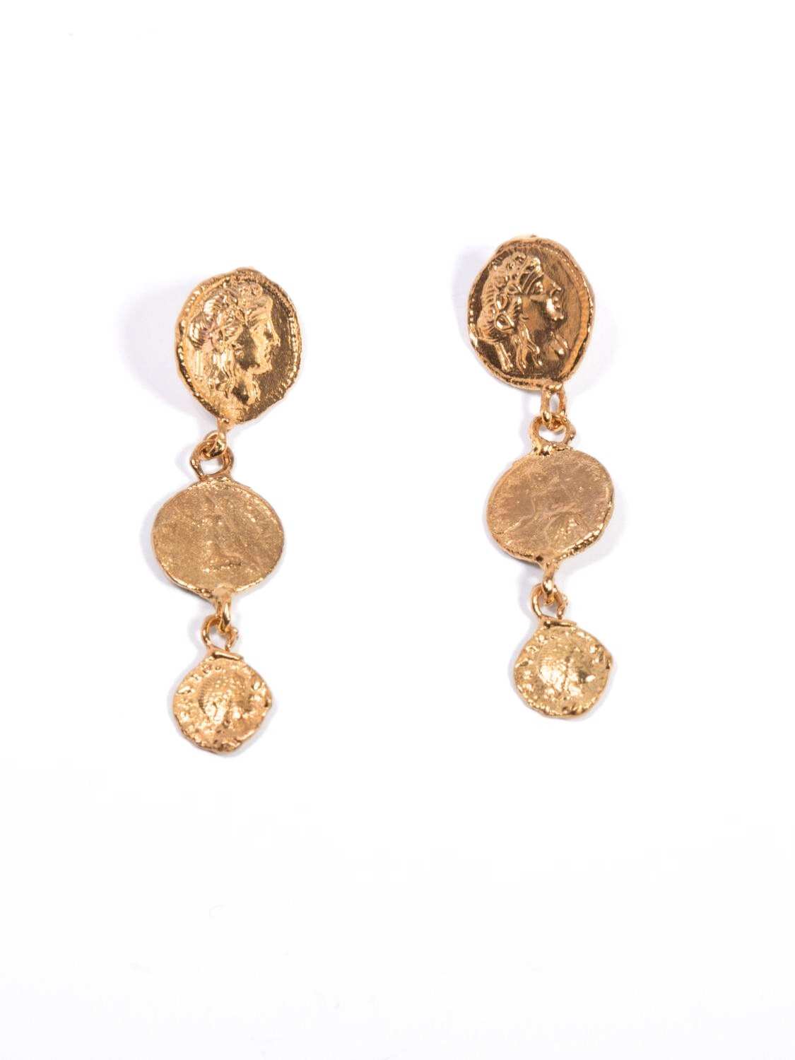Goddess Coin Tiered Earring 18kt gold plated | The Bow Jewelry