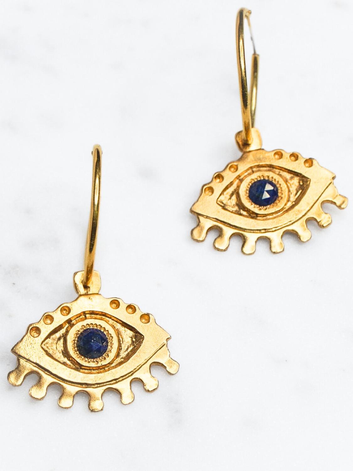 The Eye Lapis Lazuli Earrings sculptural Jewelry | The Bow Jewelry