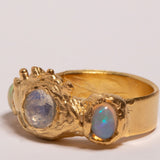 Protection of the Goddess Moonstone and Opal Ring - One-Of-A-Kind