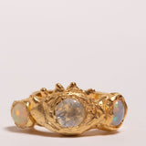 Protection of the Goddess Moonstone and Opal Ring - One-Of-A-Kind