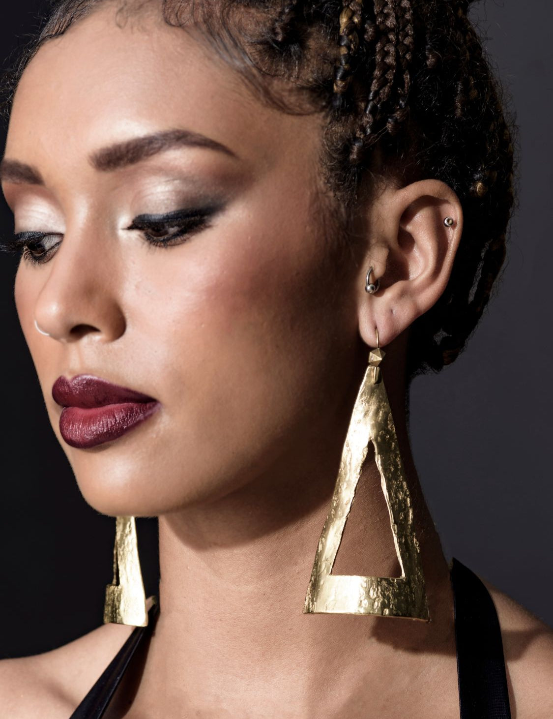 Model Wearing Antiope earrings | The Bow Jewelry
