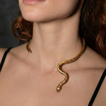 Model wearing Venom Ruby Neck Cuff sculptural Jewelry | The Bow Jewelry