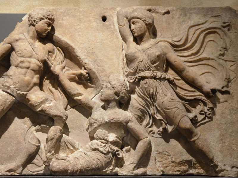 Stone relief of Amazon Warrior Women