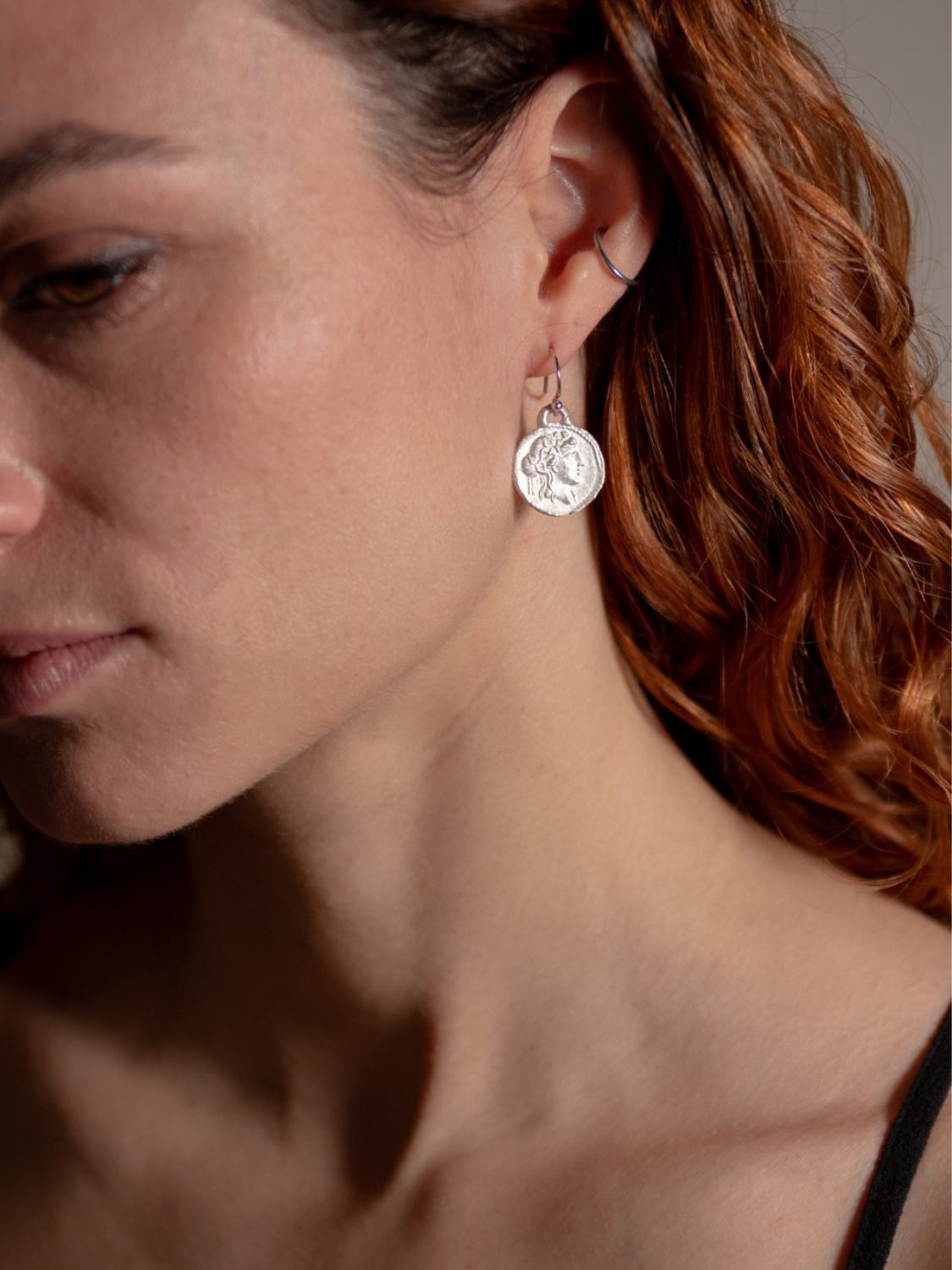 Goddess of Power Coin Earrings  in Silver| The Bow Jewelry