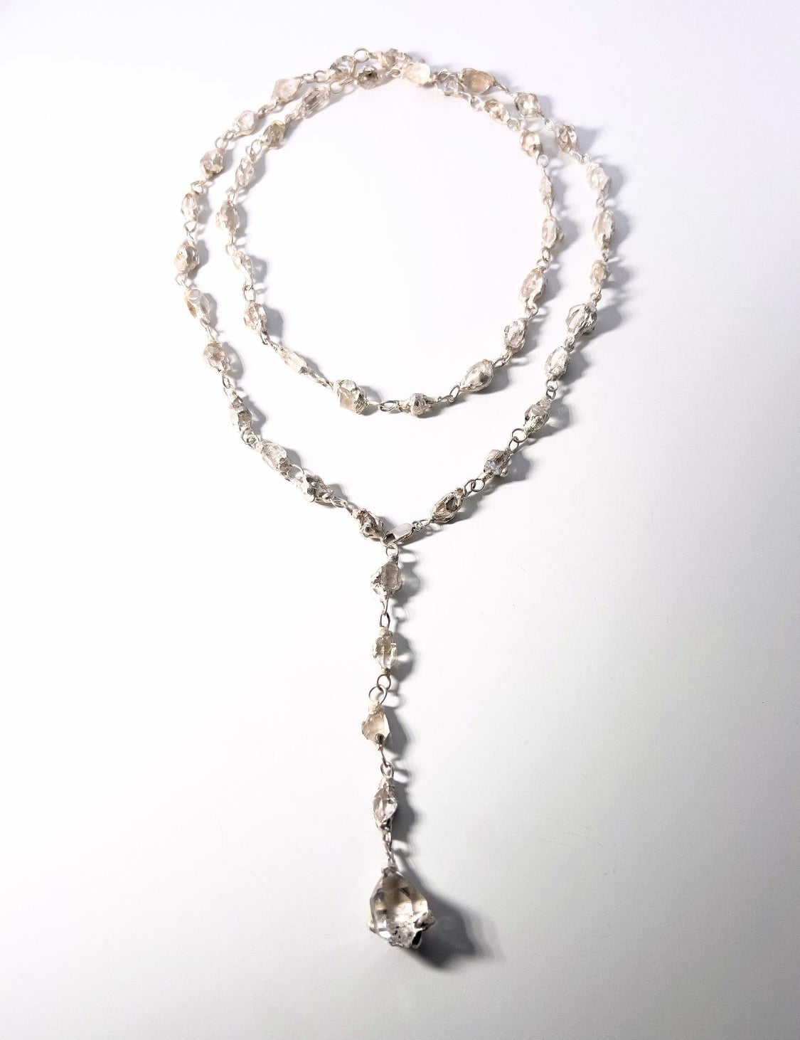 Celestial Herkimer Quartz Lariat Necklace sculptural Jewelry | The Bow Jewelry